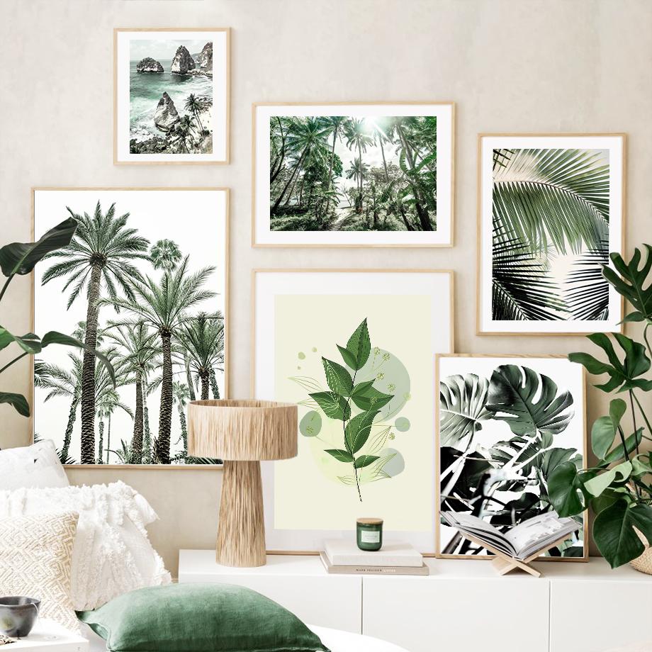Тропические прибрежные джунгли листья кокосовой пальмы настенная живопись на холсте постеры на скандинавскую тему и принты настенные картины для гостиной