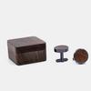 1 Pair Wooden Cufflinks with Storage Box Portable Magnetic Closure Men French Style