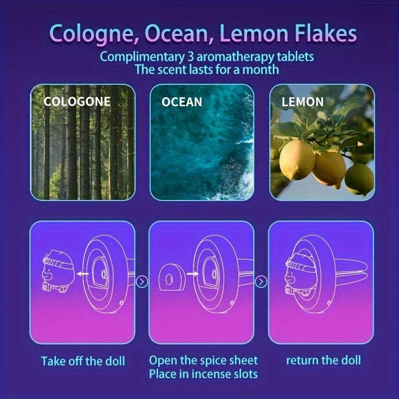 Набор светодиодных освежителей воздуха для автомобиля RGB - ароматерапевтический диффузор с синхронизацией музыки и 3 премиальными ароматами (Океан, Одеколон, Лимон) - Питание от порта USB