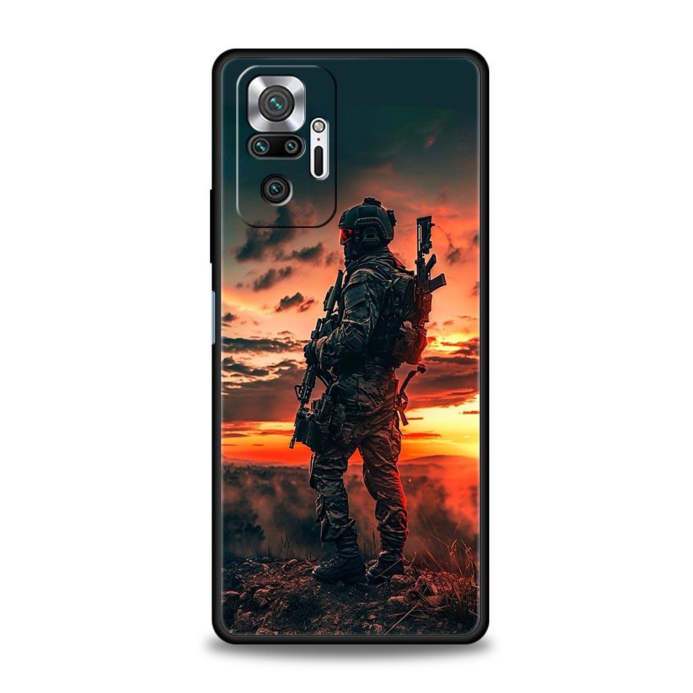 Военный Армейский Спецназ Чехол для Телефона Для Xiaomi Redmi Note 14 13 5G 10 11 12 Pro Plus 4G 14C 13C 12C 10C Черный Чехол