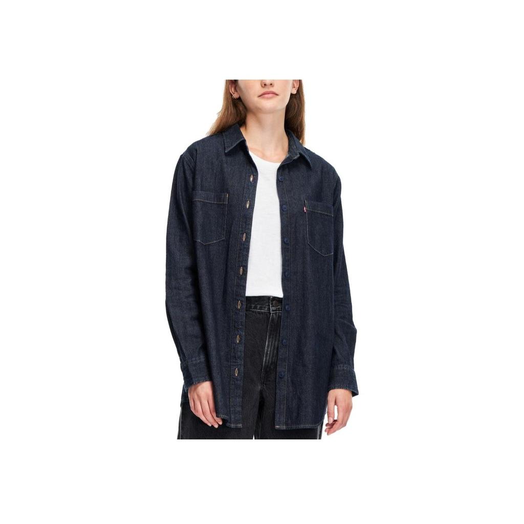 Рубашка джинсовая однотонная с длинным рукавом Levis, женская, темно-синяя A3372-0000