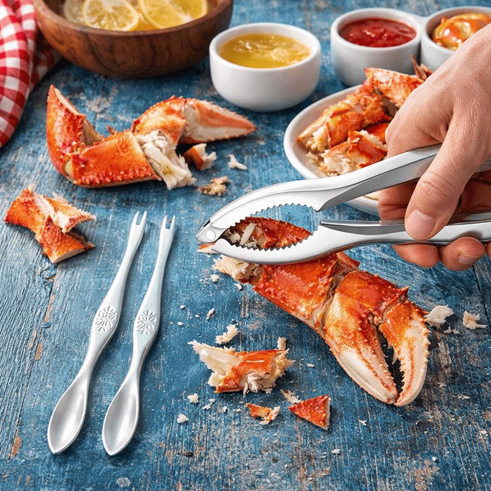 3Pcs/Set Stainless Steel Lobster Crackers and Picks Set Multi-functional Crab Tong Home