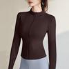 Women Sports Top Stand Collar Zipper Closure Cardigan Sweat Absorption Soft Breathable Thin Elastic Slim Fit Long Sleeve Quick Dry Lady Jogging