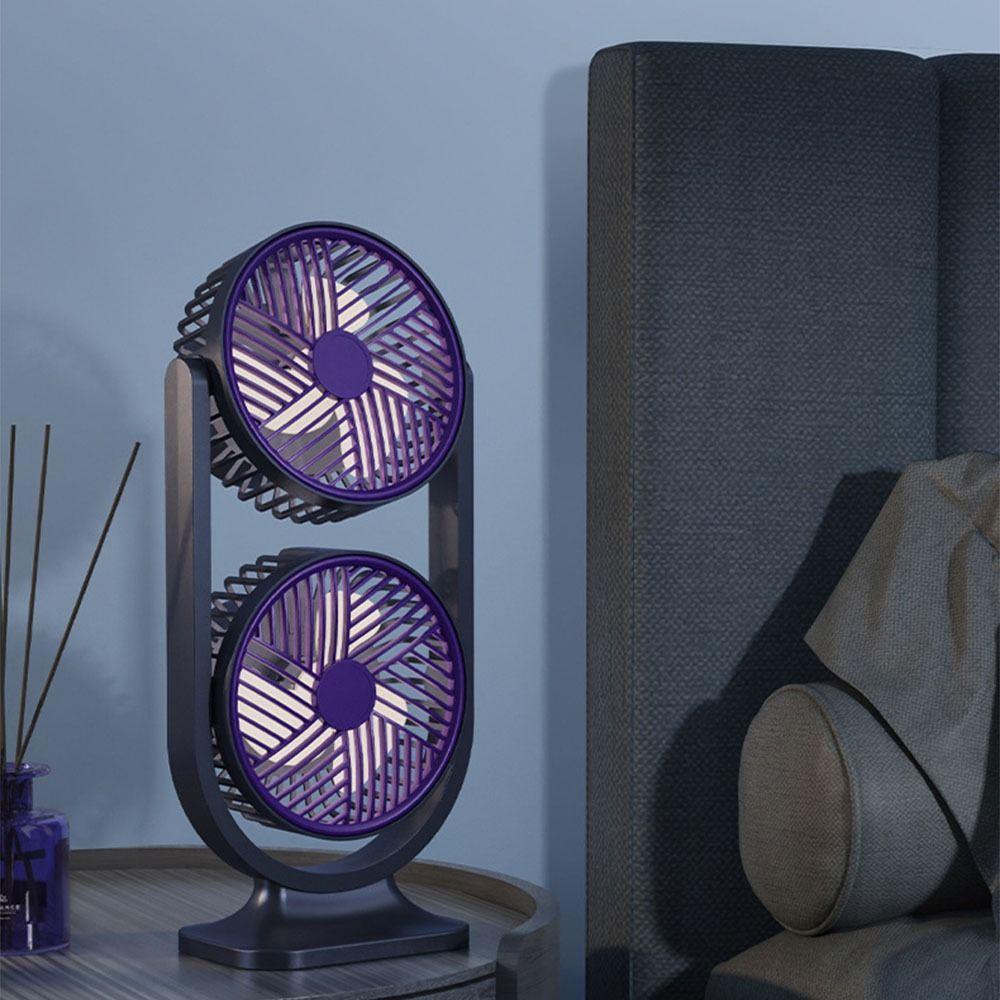 5 Gear Double Head Desk Fan USB Rechargeable Table Cooling Clip Fan  Office Desktop