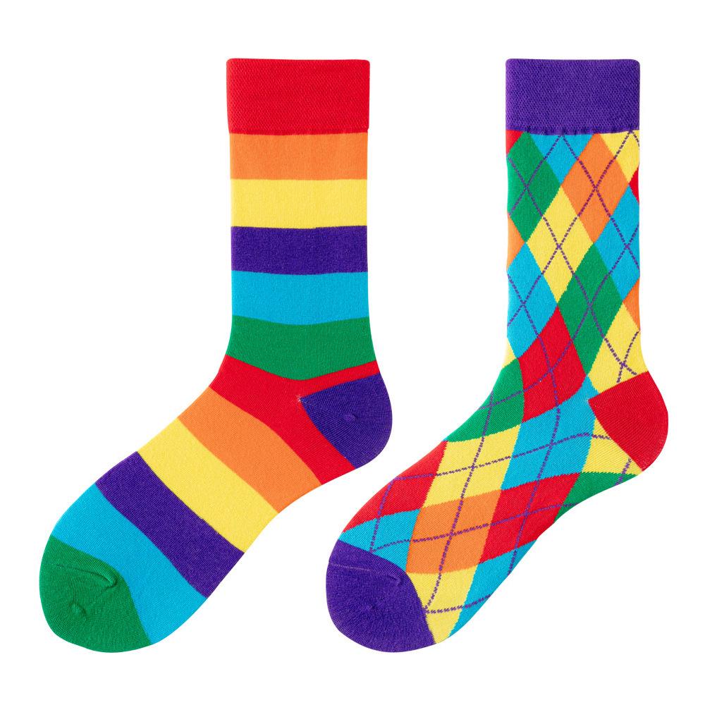 Asymmetric Colorful Christmas Cotton Socks for Couples