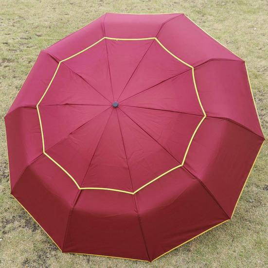 Очень большой складной зонт с двойным куполом, солнцезащитный, с защитой от ультрафиолета и светоотражающими полосами, ветрозащитный, 10-спицевый, водонепроницаемый, солнцезащитный, дождевой зонт