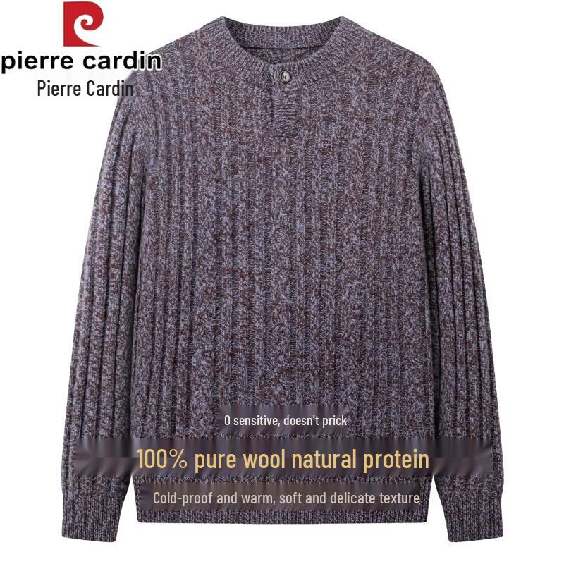Pierre Cardin Мужской пуловер из 100% шерсти, кабельная вязка