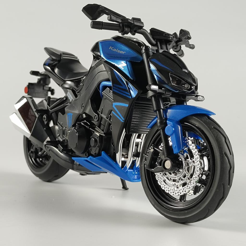 Масштаб 1/12 Игрушечный мотоцикл Kawasaki Z1000 Миниатюрная литая металлическая модель Суперспорт Звук и свет Коллекция Подарок для мальчика Ребенок Хобби