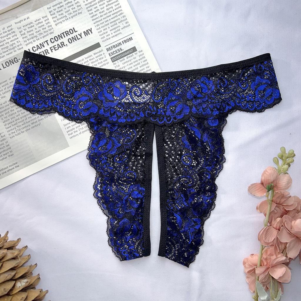 Transparent Lace Romantic Floral Thong Soft Seductive Crotchless Women's Underwear Sexy G-string Comfortable Female Lingerie