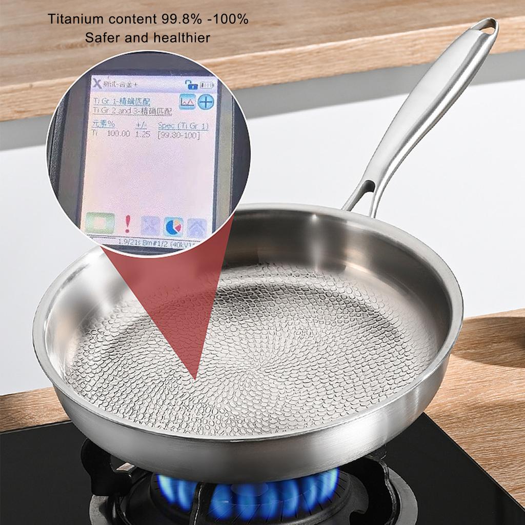 Titanium Steel Frying Pan Uncoated Non Stick Pan Fish Scale Hammer Pattern Household Steak Frying Pan Kitchen Cookware 26/28/30