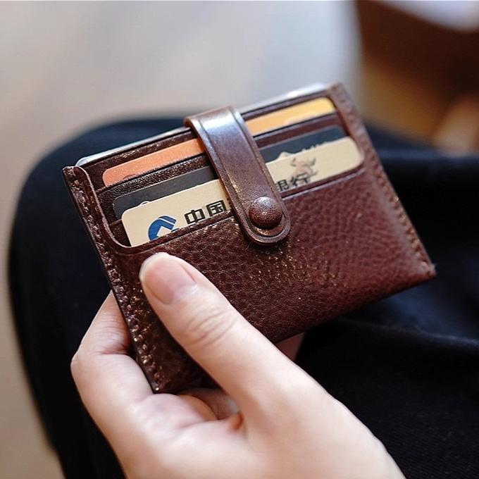 Мужской Женский Кошелек-Кардхолдер из Искусственной Кожи с RFID Защитой Тонкий Минималистичный Чехол для Кредитных Карт Маленький Кошелек для Мелочи Карманный Кошелек на Кнопке Органайзер