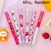 6Pcs Sweet Strawberry Retractable Gel Pens 0.5Mm Black Ink Writing Pen Kawaii School Supplies Office Accessories