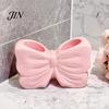 Double Hole Bathroom Holder 3D Printed Bow Toothbrush Holder, Adhesive Cup with Dual Holes for Toothpaste Storage Rack & Toothpaste, Cute Organizer