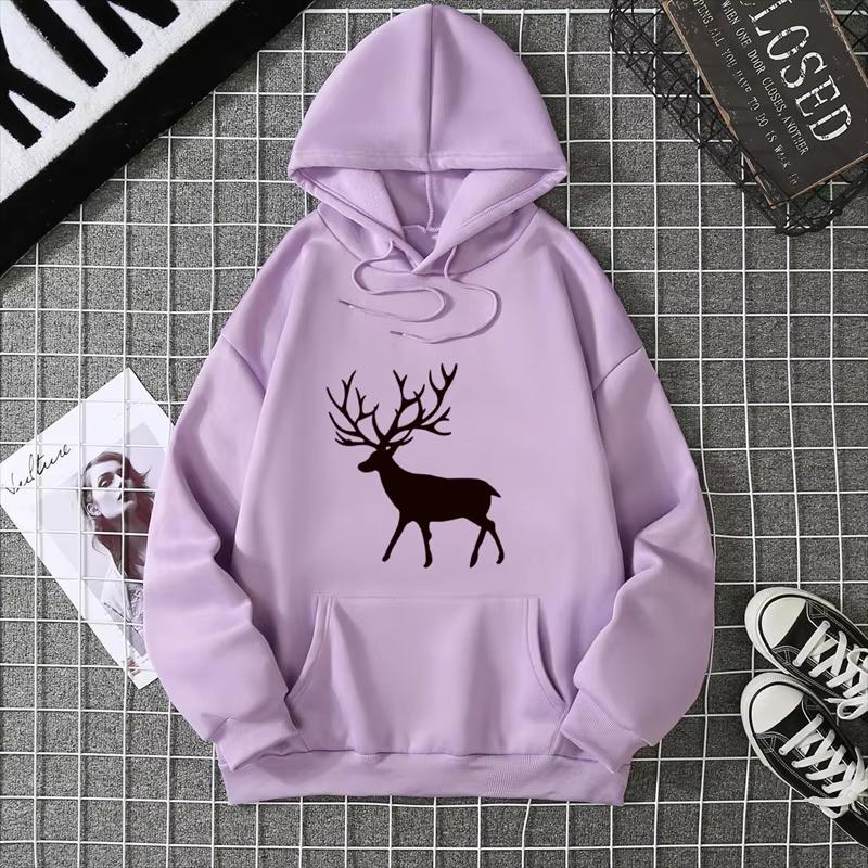 Warm Fleece Sweatshirt Nine-Color Deer Series Unisex Printed Sweatshirt Fleece Autumn And Winter Inner And Outer Wear CYXX346