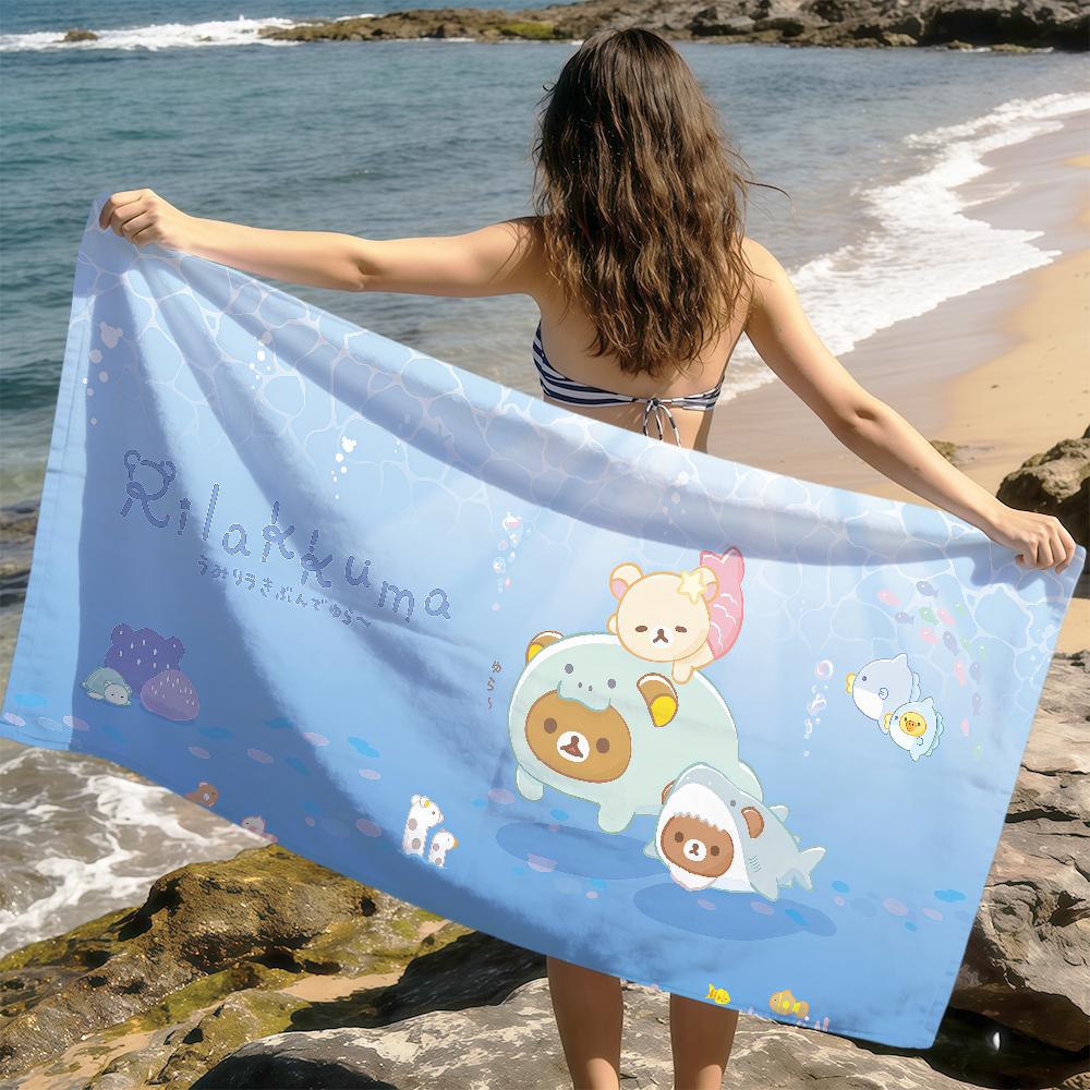 Милый мультяшный мишка R-Rilakkuma мягкое пляжное полотенце для сушки полотенце для путешествий купание летний отпуск купание бассейн лагерь подарок