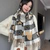 2024 Women's Mickey Plaid Cashmere-Feel Scarf: Fashionable, Versatile, Warm Two-Sided Shawl for Autumn/Winter