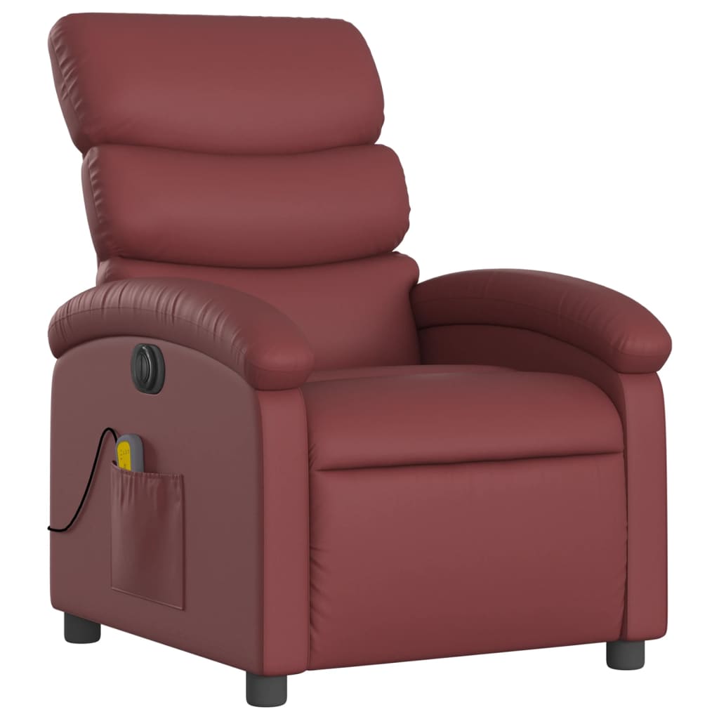 Electric Massage Chair Burgundy Faux Leather