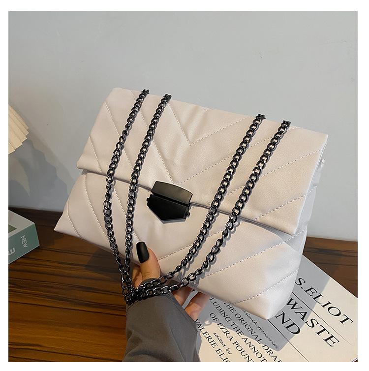 Женская сумка из вышитой нити 2025 весна новая модная модная наплечная сумка однотонная повседневная цепочка кроссбоди маленькая квадратная сумка