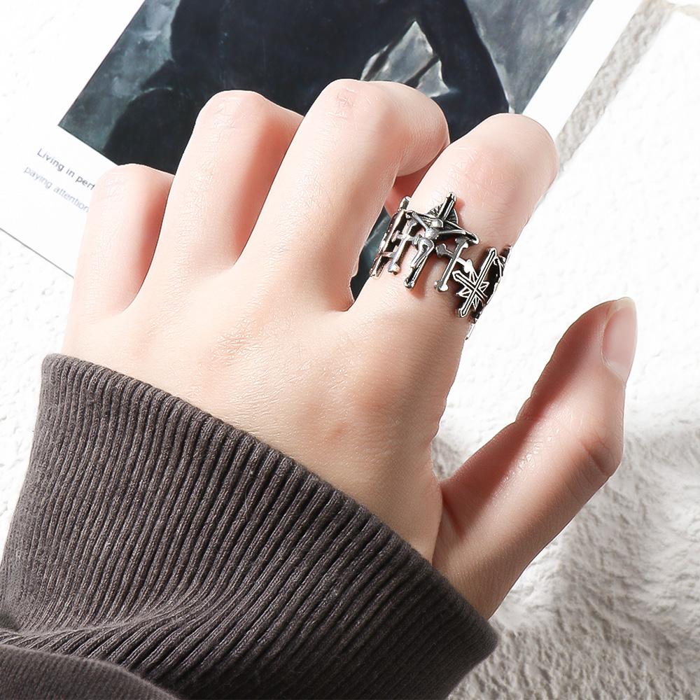 Для девочек хип-хоп панк полые корейские кольца для пальцев медные платиновые женские кольца открытые кольца
