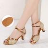 Latin Dance Shoes Adult Female Open Toe Social Dance Shoes 5.5cm Medium Heel Soft Sole