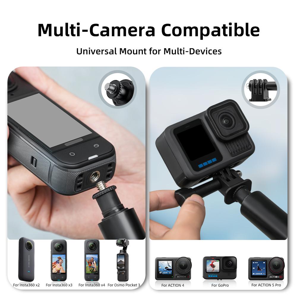 Flymile Selfie Stick for Insta360 X6/X5/DJI Action 5 Pro/GoPro/Osmo 360 Camera Accessories Extended Tripod Stand 7