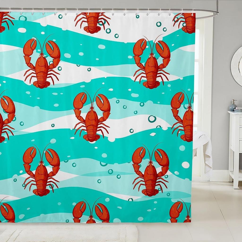 Lighthouse Shower Curtain Lobster Shower Curtain Sets for Teens Young Palm Trees Nautical Sailboat Bathroom Curtains Cartoon