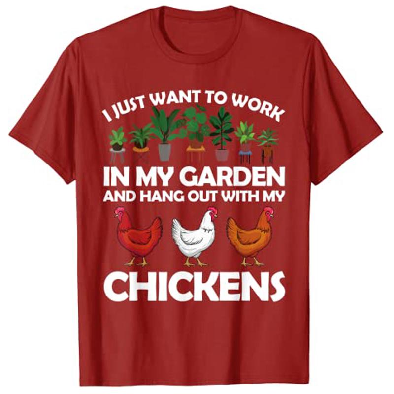 Funny Chicken for Unisex Women Gardening Chicken Lovers Garden TShirt Womens Fashion Farmer Graphic Clothing Short Sleeve Apparel