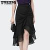 Chiffon Half-length Dress High Waist Split Summer New Waist Wrapped Fish Tail Wrap Hip Mid Length