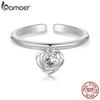 BAMOER Solid 925 Sterling Silver Heart Rose Открытое кольцо на день рождения, годовщину, день святого Валентина, ювелирный подарок для женщины, жены