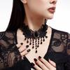 Лолита Роуз Кружевная Ключичная Цепочка: Ожерелье-чокер в стиле ретро с черными кристаллами