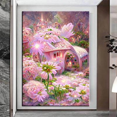 Новый 5D DIY алмазная живопись пейзаж мечты горный хрусталь мозаика розовая ромашка цветочный сад Алмазная вышивка крестиком