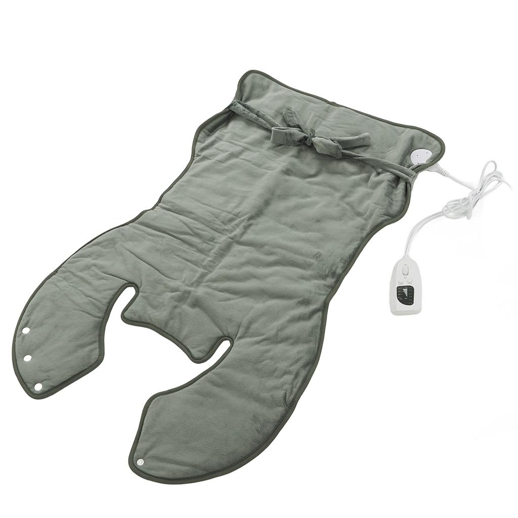 Back Heating Pad Dark Grey Soft Plush Hands Free Design Ergonomic Neck Outline 6 Temperature
