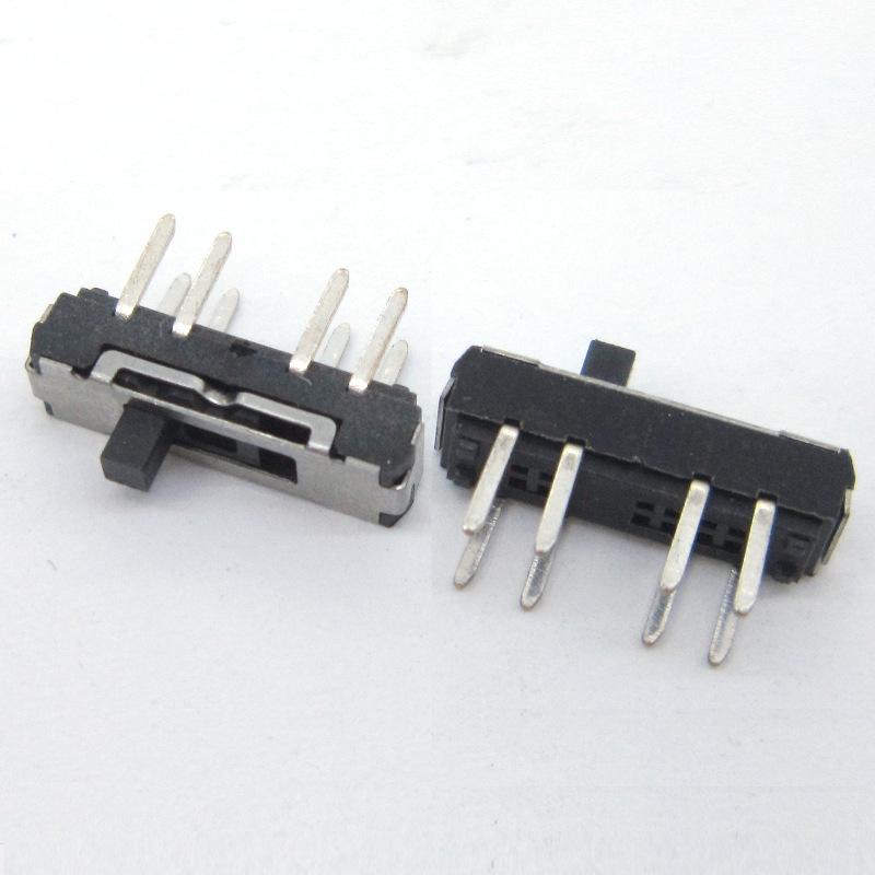 High-Temp Mini Toggle Slide Switch MSS-23D18, 3-Position, 8-Pin, Vertical Plugin, Black Glue