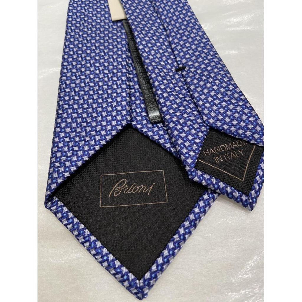 Used Brioni New unused tie 100% silk Made in Italy Genuine business Blue Fine pattern Jacquard Thin