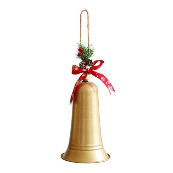Christmas Bell Hanging Ornaments Rustic Metal Bell Decoration with Artificial Pine