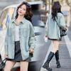 Женская джинсовая куртка свободного кроя на весну 2025 года - Повседневная модель с длинными рукавами в корейском стиле Y2509