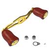 VISPREA Baitcasting Reel 85mm Aluminum Abu Custom Replacement YU217 Handle with Wooden Handle, Crank, Alloy, Shimano, Daiwa, Garcia, Parts, (Golden