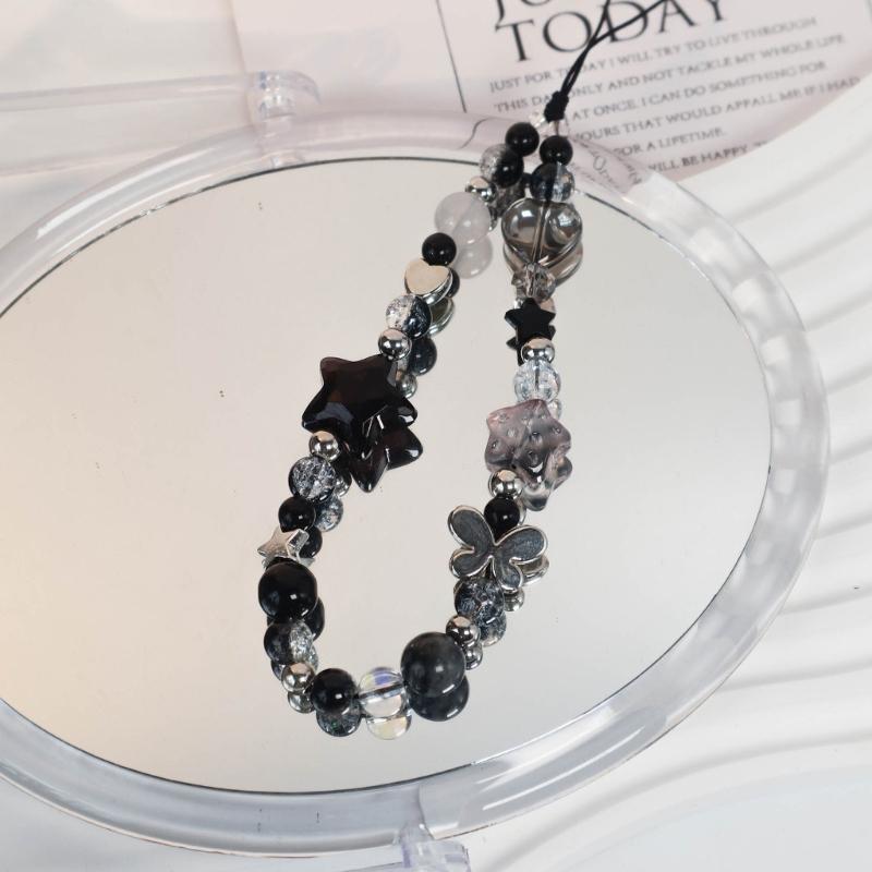 Fashion Cute Cellphone Lanyard Bracelet Mobile Phone Strap Elegant Colorful Beaded Pendant Antilost Wrist Chain Jewelry