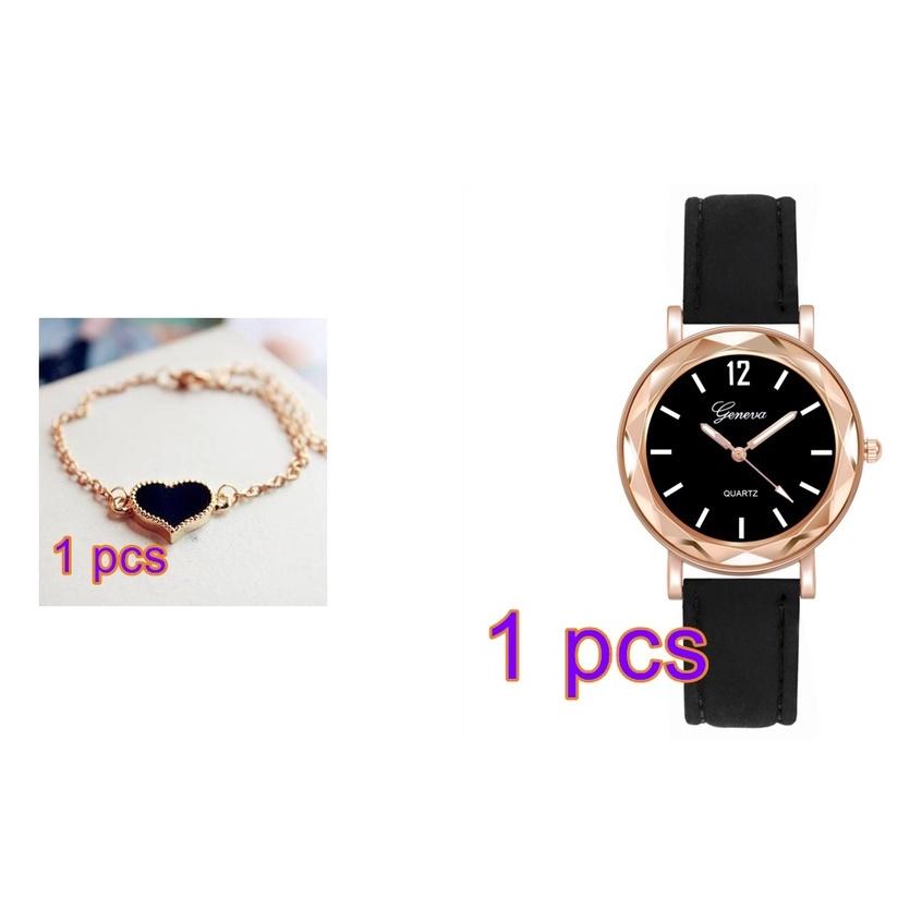 (Часы + Браслет) Роскошный женский комплект часов с браслетом Love