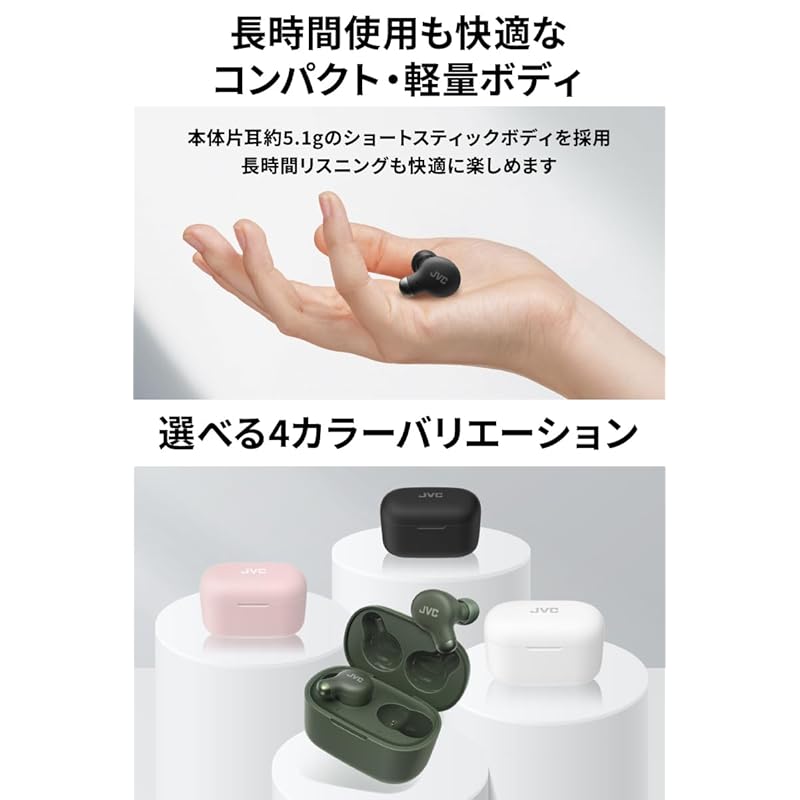 Беспроводные наушники JVC Kenwood JVC HA-Z251T-W Bluetooth Ver5.3 с шумоподавлением Функция внешней записи звука с микрофоном До 28 часов воспроизведения