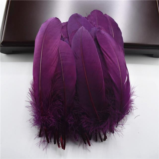 100pcs /Lot Colorful Hard Stick Natural Goose Feathers For Needlework Crafts Feather Handicraft Decor Wedding Accessories Plumes