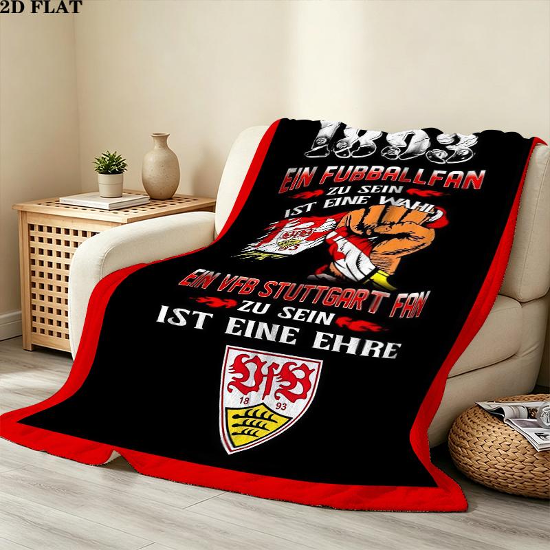 Vfb Stuttgart Print Flannel Blanket, High quality Comfortable for All Seasons, Home Decor, Warmth and Comfort, Perfect for Christmas Gifts