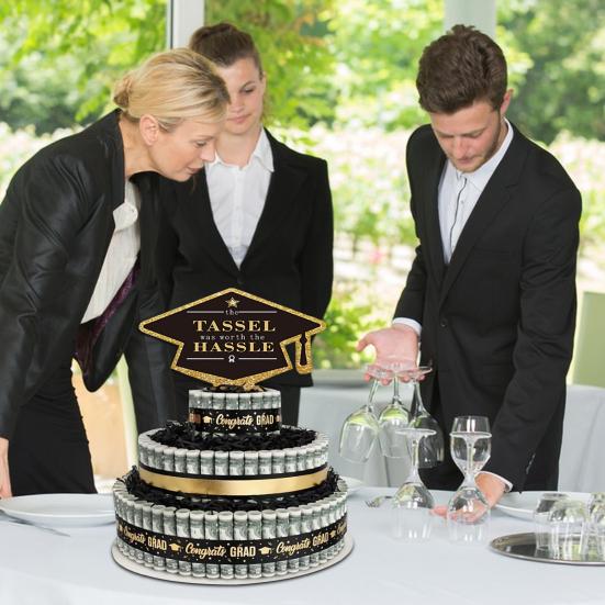 2025 Graduation Gifts 3 Tier Cake Filled with Cash Money Class of 2025 Graduation Decoration for Boys Girls High School College Grad Party Supplies