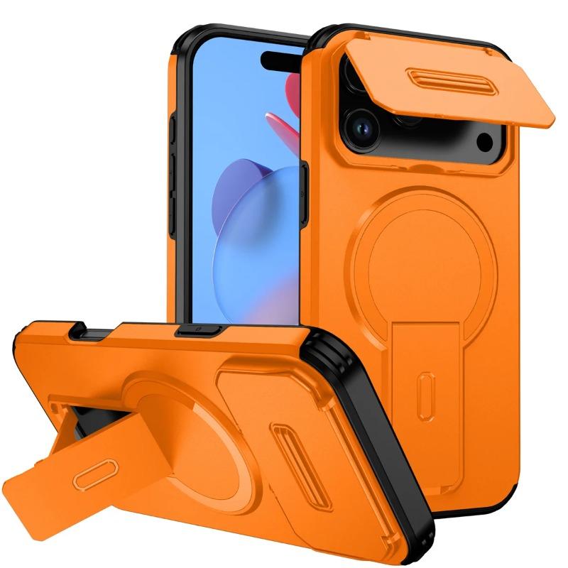 Ударопрочный бронированный чехол-книжка с защитой камеры для IPhone 17 16 13 12 11 Pro Max 14 15 Plus 16E 17 Air с крышкой для магнитного держателя