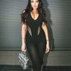 Модный сексуальный глубокий V-образный вырез комбинезон женский висячий вырез ажурный прозрачный без рукавов обтягивающий Y2k боди женская одежда 25833