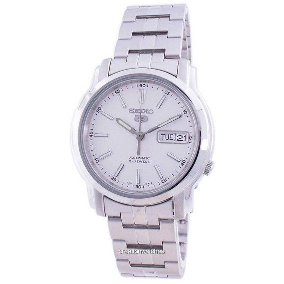 Seiko 5 автоматические мужские часы с белым циферблатом SNKL75 SNKL75K1 SNKL75K