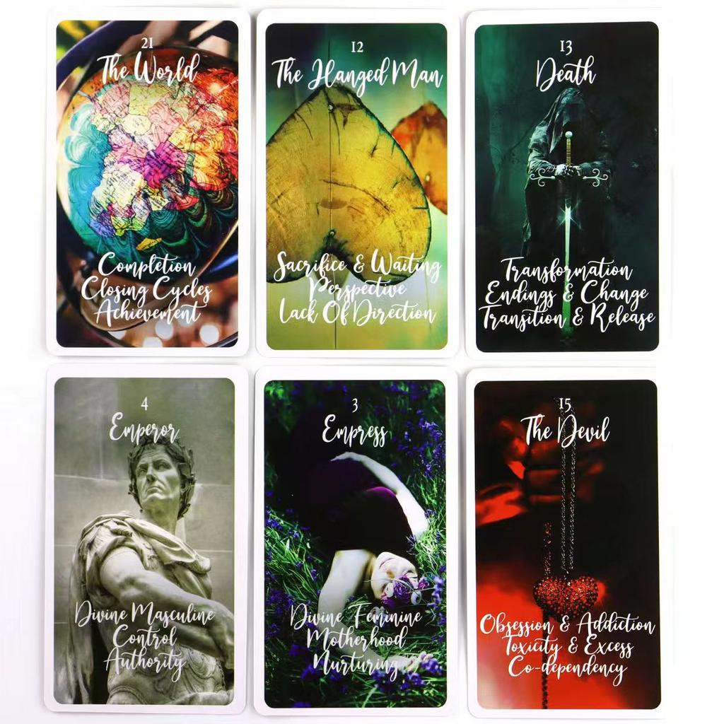 Twin Flame Awakened Path Tarot 78 Pcs Keyword Cards with Meaning Oracle Card Deck Picture Tarot Reading Cards 10.3*6cm