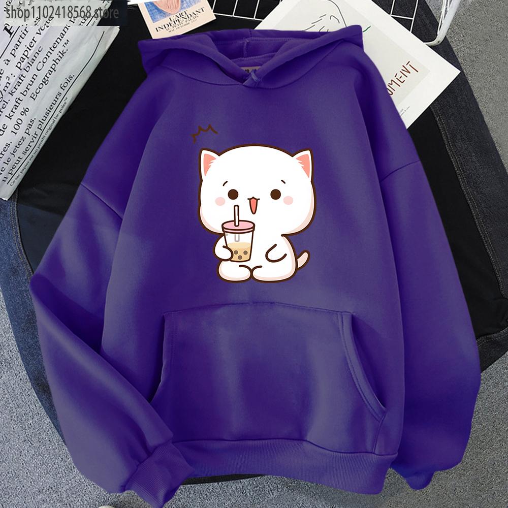 Толстовки с принтом персикового кота, женские толстовки с рисунком моти, толстовка с пузырьковым чаем, кавайная одежда для девочек, эстетичная графическая одежда, уличная одежда для мужчин