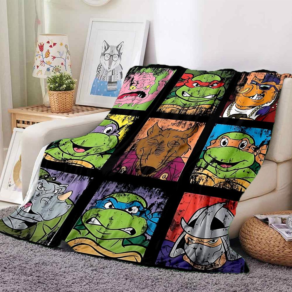 1pc Turtles Characters Cozy Print Blanket Lightweight Warm Flannel Throw Blanket For Sofa, Bed, Living Room