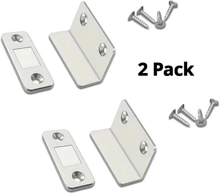 2 Pack Alloy Magnetic Door Catches Latch- Invisible Strong Adhesion, Drill-Free Mount, Seamless Release - Ideal for Cabinets, Wardrobes, Sliding Doors